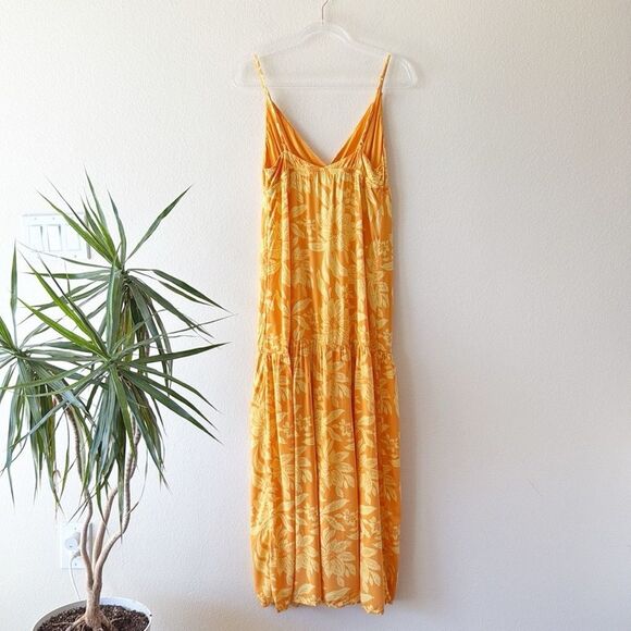 L Space Jenevieve Yellow Floral Maxi Dress Boho Tropical Hawaiian Beach Dress - Picture 8 of 15